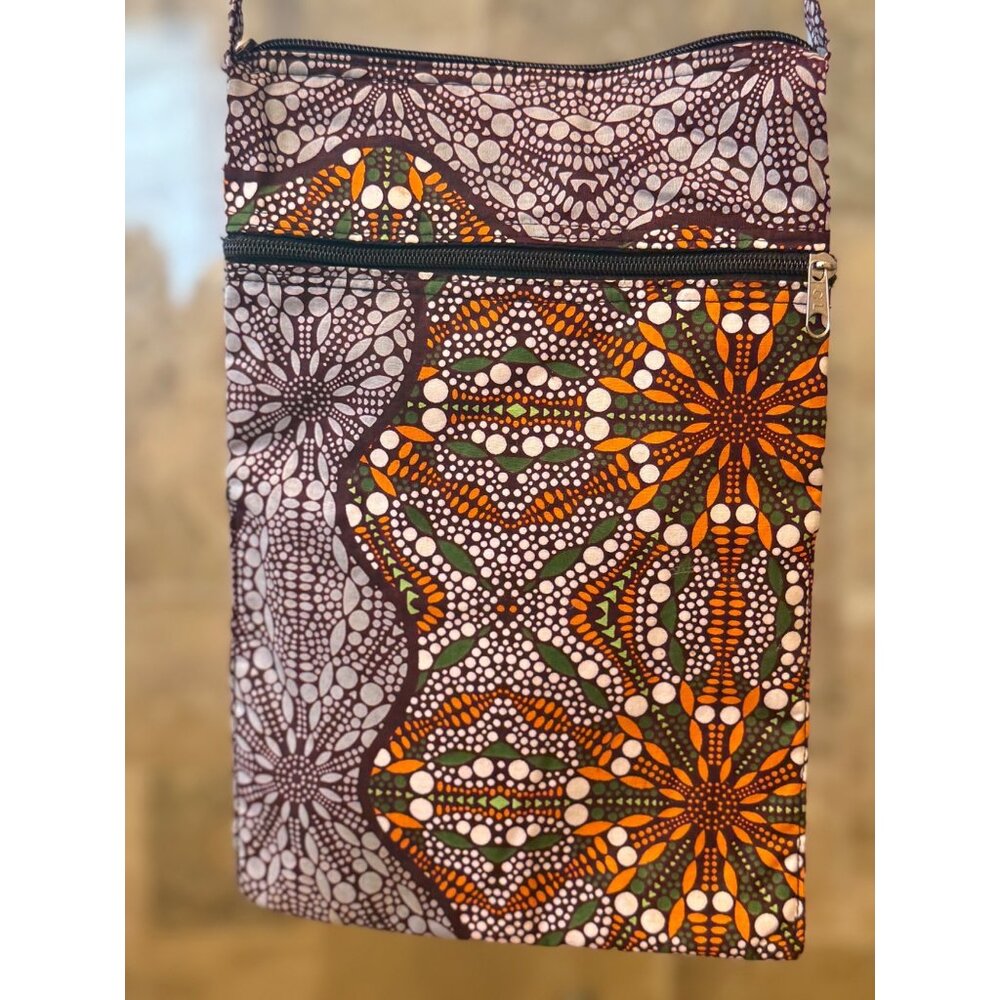 Colorful Boho Print Crossbody Bag With Zippered Pocket